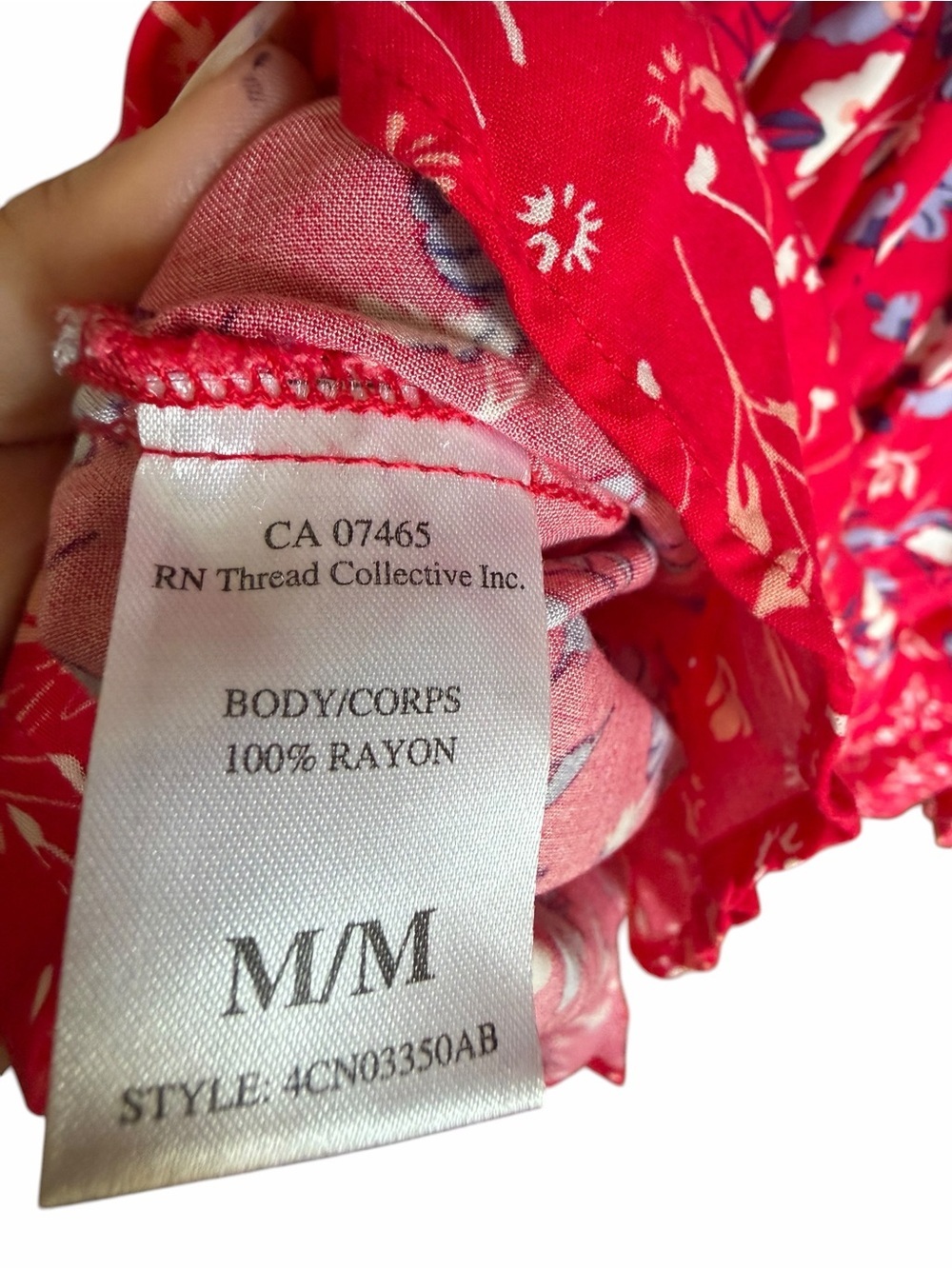 ABS Collection - Red Floral Spaghetti-Strap Sundress - Size Medium - Picture 8 of 8